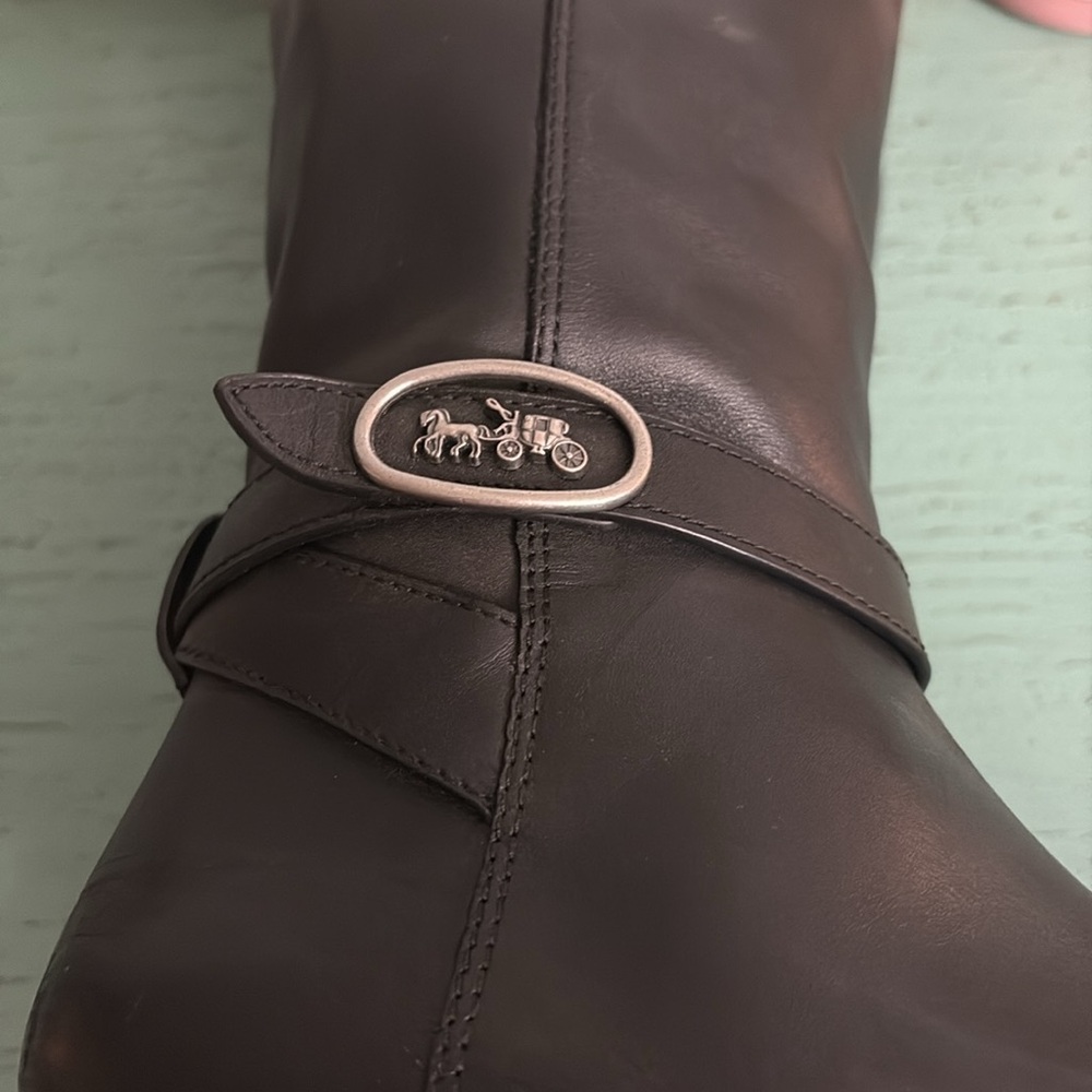 Black Leather Knee-High Coach Riding Boots SZ 9 B box 85 - Picture 5 of 7